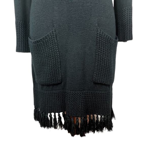 Soft Surroundings Black Fringe Cowl Neck Midi Sweater Dress Size XS - Picture 4 of 7